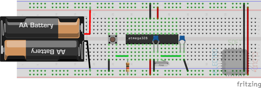 Circuito básico funcional con ATMega328